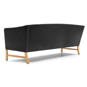 Carl Hansen OW603 Sofa by Ole Wanscher in Thor 301 Black Leather with Oak Legs Back