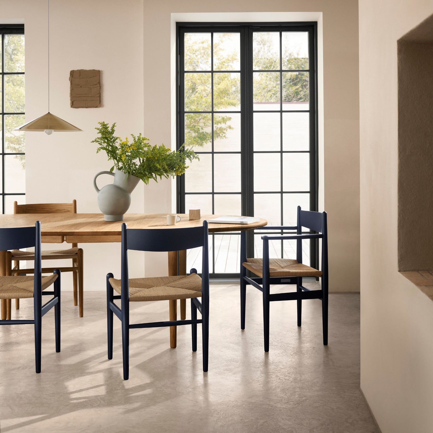 Carl Hansen Wegner CH36 and CH37 Chairs Dark Blue in Kitchen