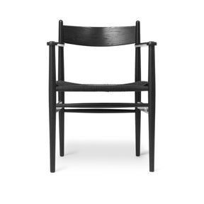 Carl Hansen Wegner CH37 Shaker Arm Chair Oak Black Lacquer with Black Papercord Front