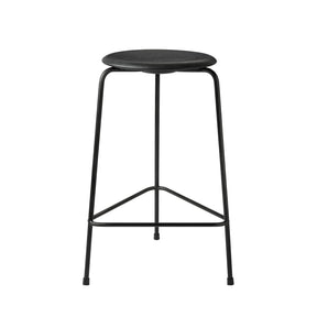 Fritz Hansen Arne Jacobsen High Dot Counter Stool Black Leather Black Powdecoated Steel