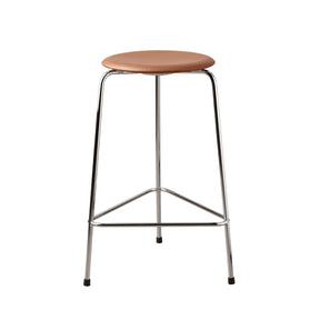 Fritz Hansen Arne Jacobsen High Dot Counter Stool Walnut Leather Polished Chrome