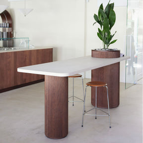 Fritz Hansen Arne Jacobsen High Dot Counter Stools Walnut Leather Polished Chrome in Dutch Ice Cream Shop