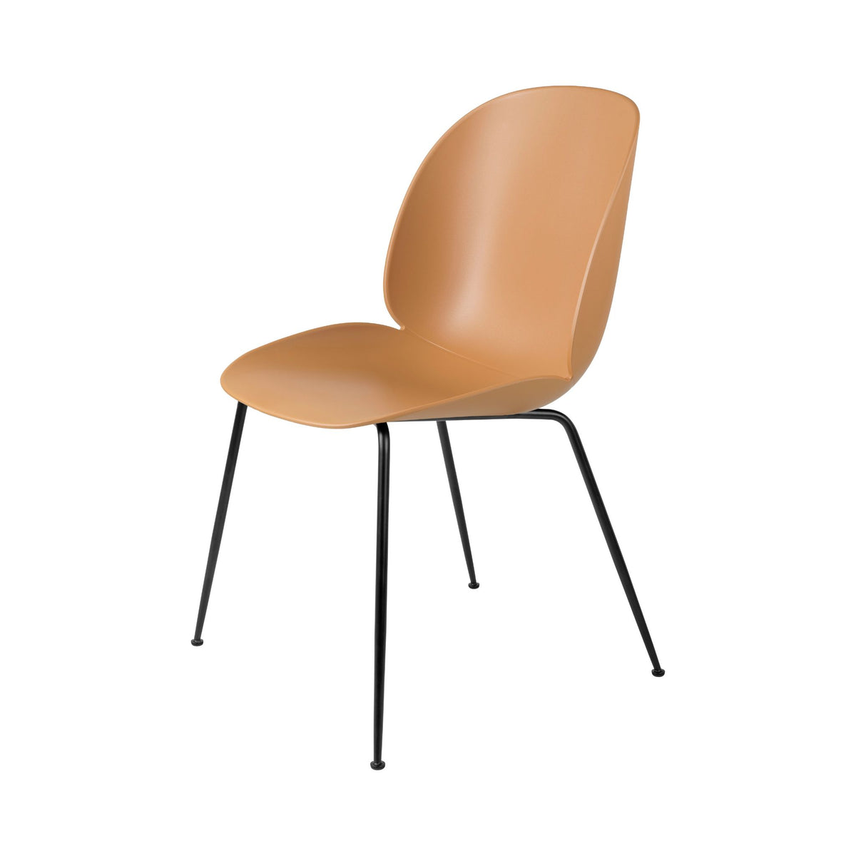 GUBI Beetle Dining Chair Recycled Plastic Amber Brown Black Base