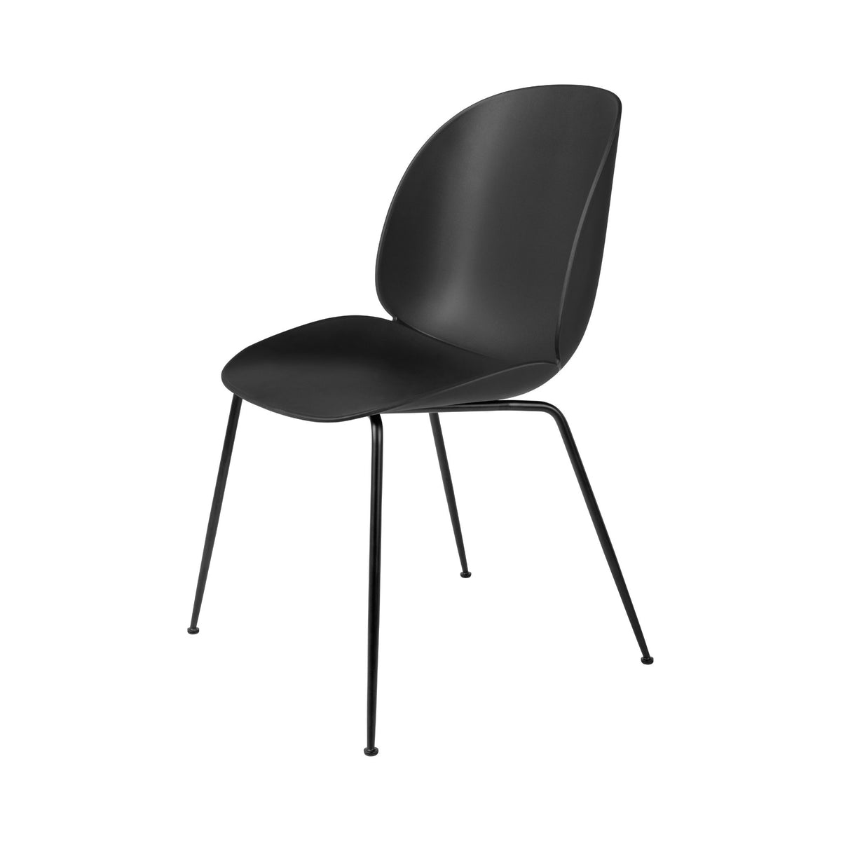 GUBI Beetle Dining Chair Recycled Plastic Black Shell Black Base