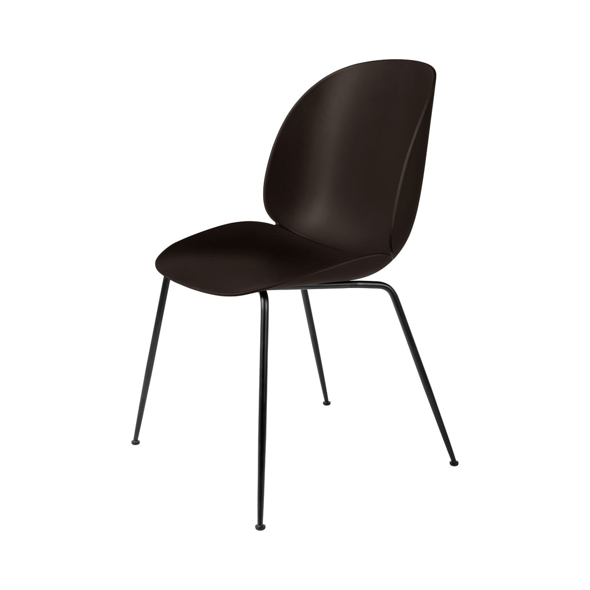 GUBI Beetle Dining Chair Recycled Plastic Mocha Brown Black Base