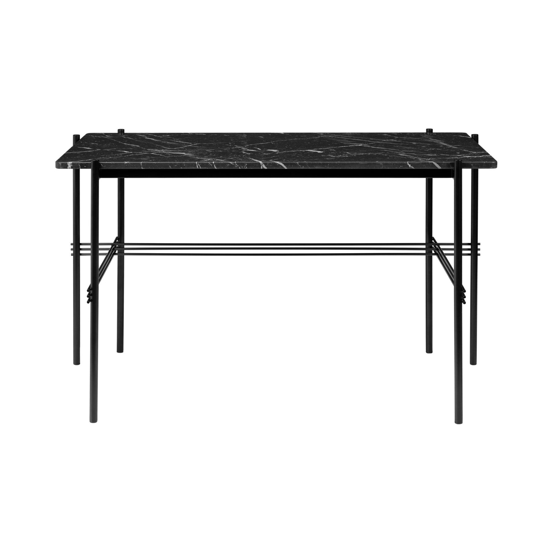 GUBI TS Desk by Gam Fratesi Black Nero Marquina Marble Top Black Base Front