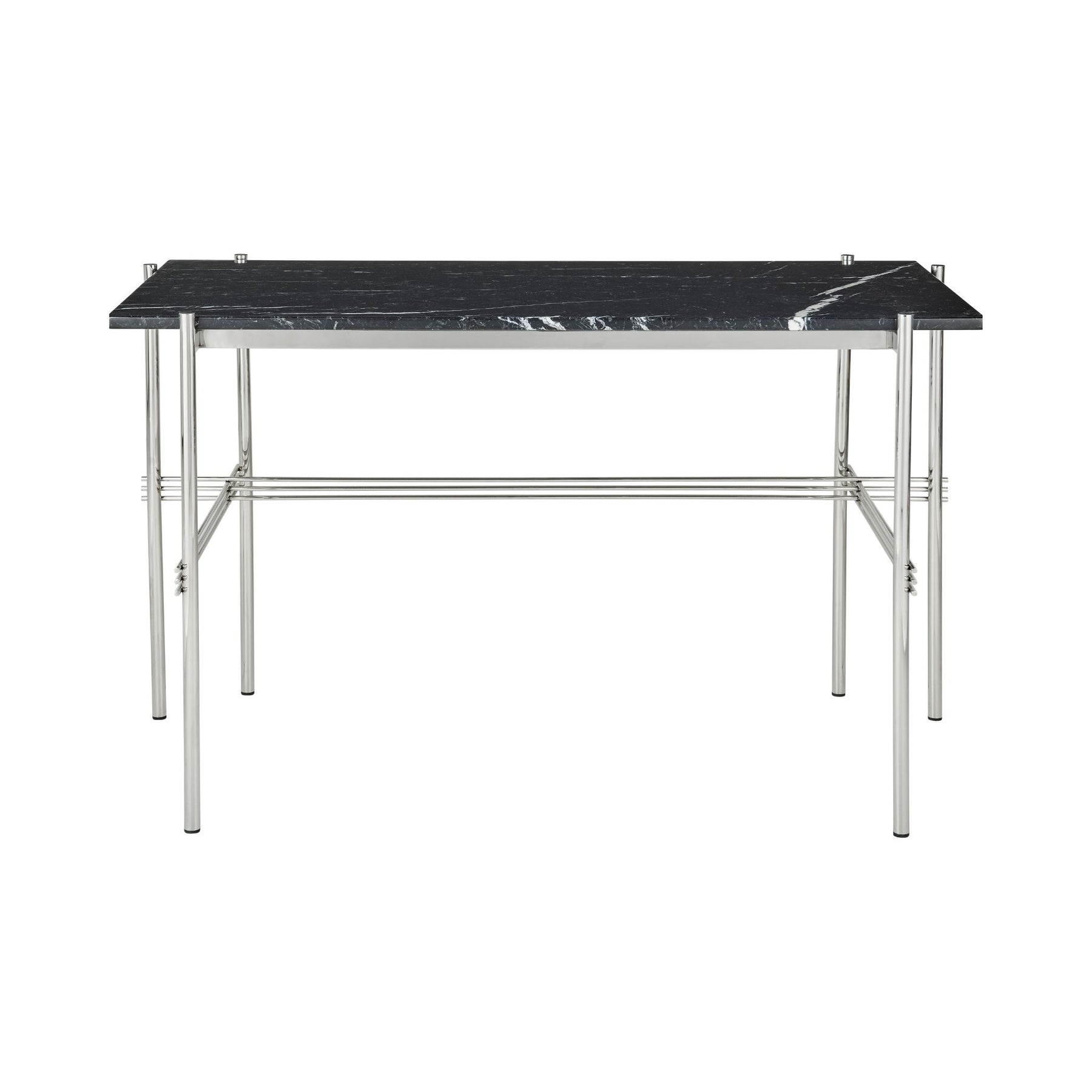 GUBI TS Desk by Gam Fratesi Black Nero Marquina Marble Top Polished Steel Base