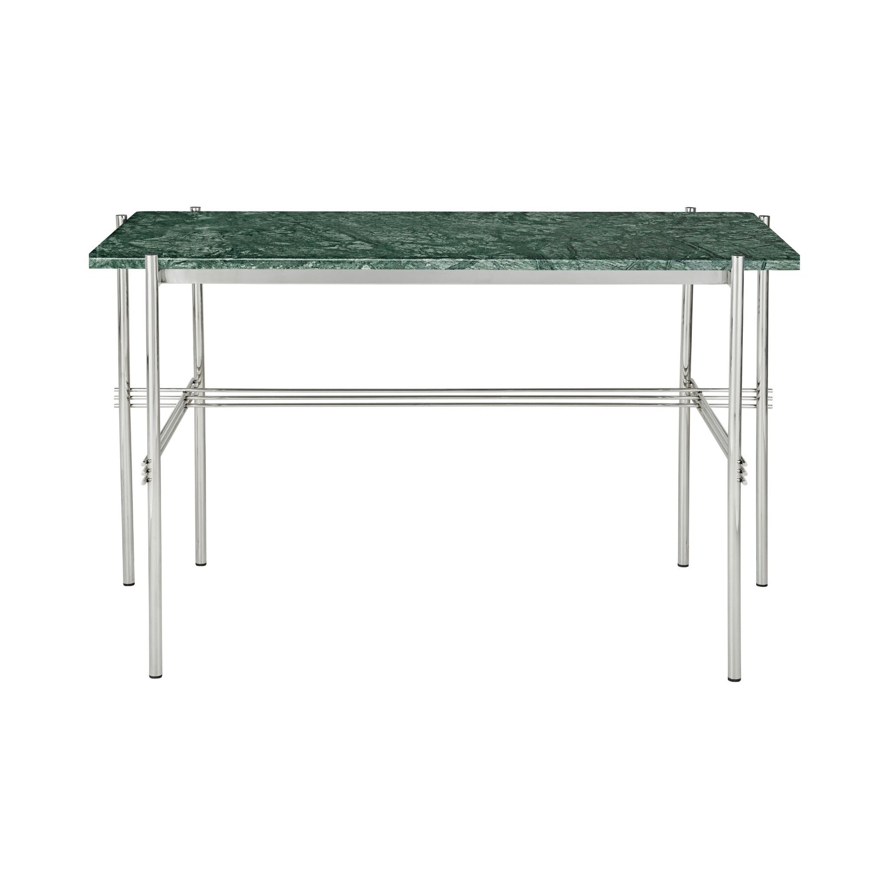 GUBI TS Desk by Gam Fratesi Green Guatemala Marble Top Polished Steel Base