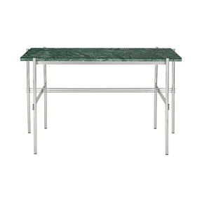 GUBI TS Desk by Gam Fratesi Green Guatemala Marble Top Polished Steel Base