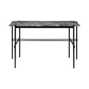 GUBI TS Desk by Gam Fratesi Grey Emperador Marble Top Black Base Front