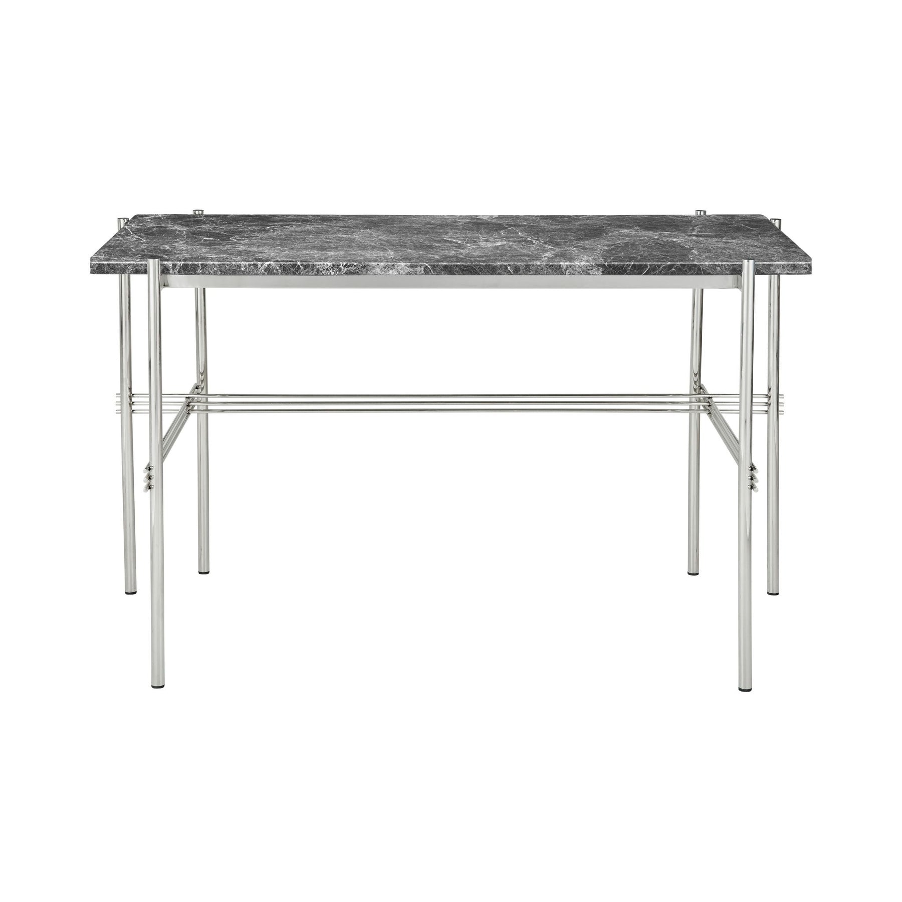 GUBI TS Desk by Gam Fratesi Grey Emperador Marble Top Polished Steel Base