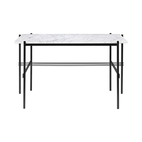 GUBI TS Desk by Gam Fratesi White Carrara Marble Top Black Base Front