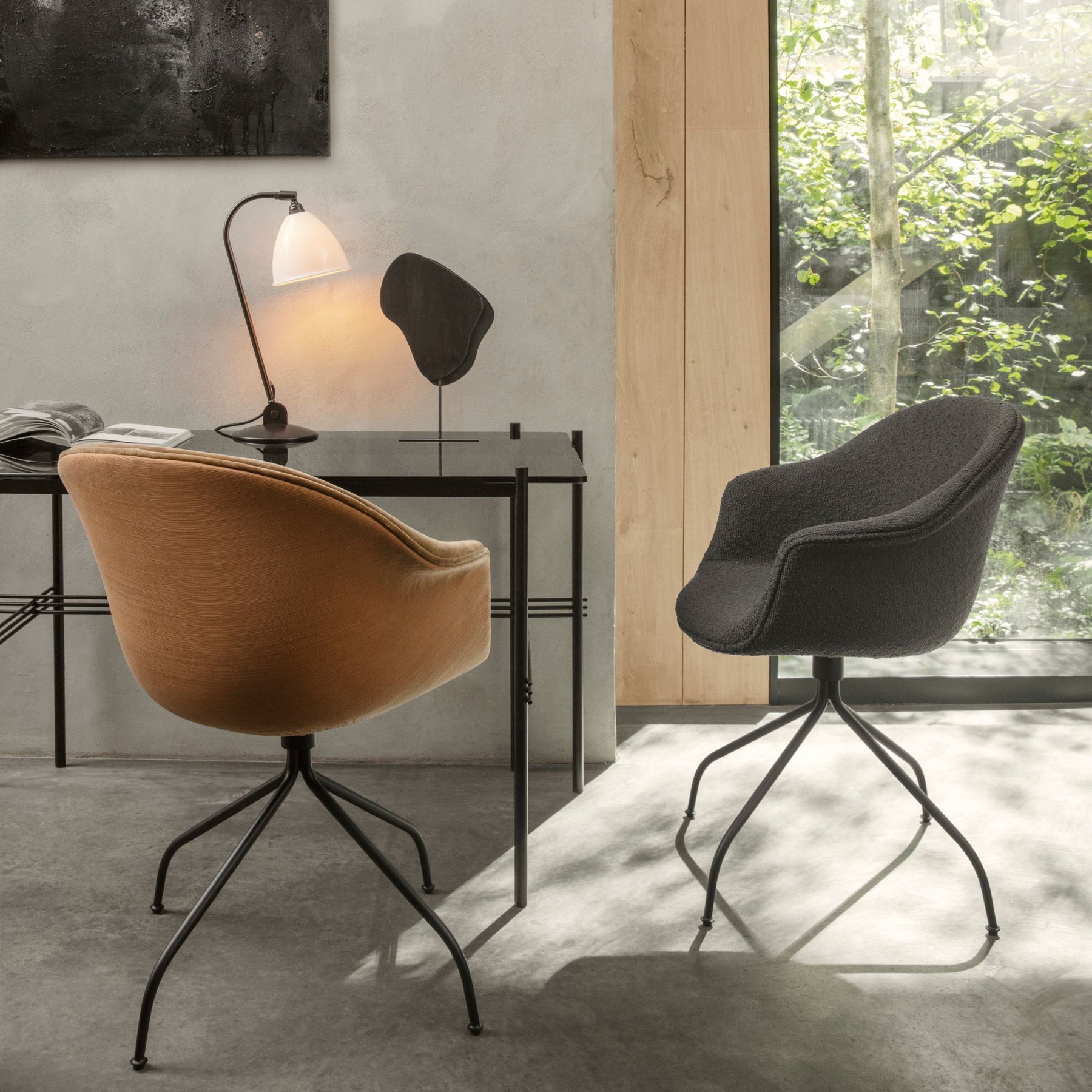 GUBI TS Desk by Gam Fratesi in Home Office with Bat Chairs