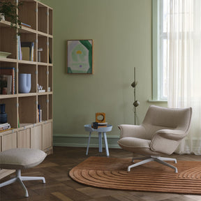 Muuto Relevo Rug Burnt Orange in Copenhagen Living Room with low-back Doze Swivel Chair