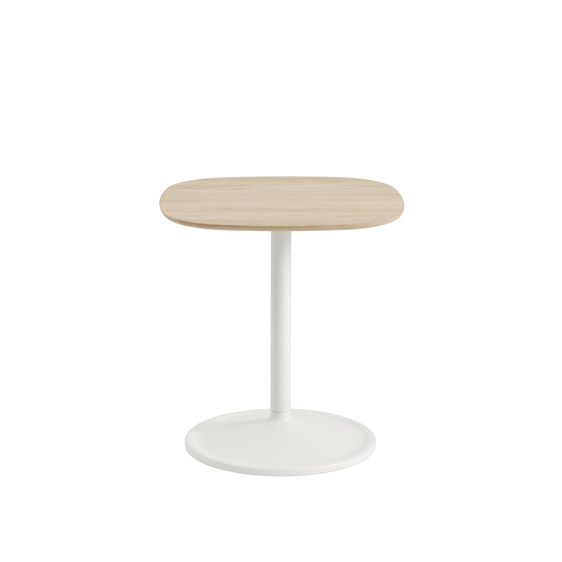 Muuto Soft Side Table Solid Oak Top Off White Base 17.7"w x 18.9"h