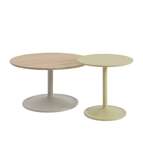 Muuto Soft Side Table Beige Green with Soft Coffee Table Oak and Grey