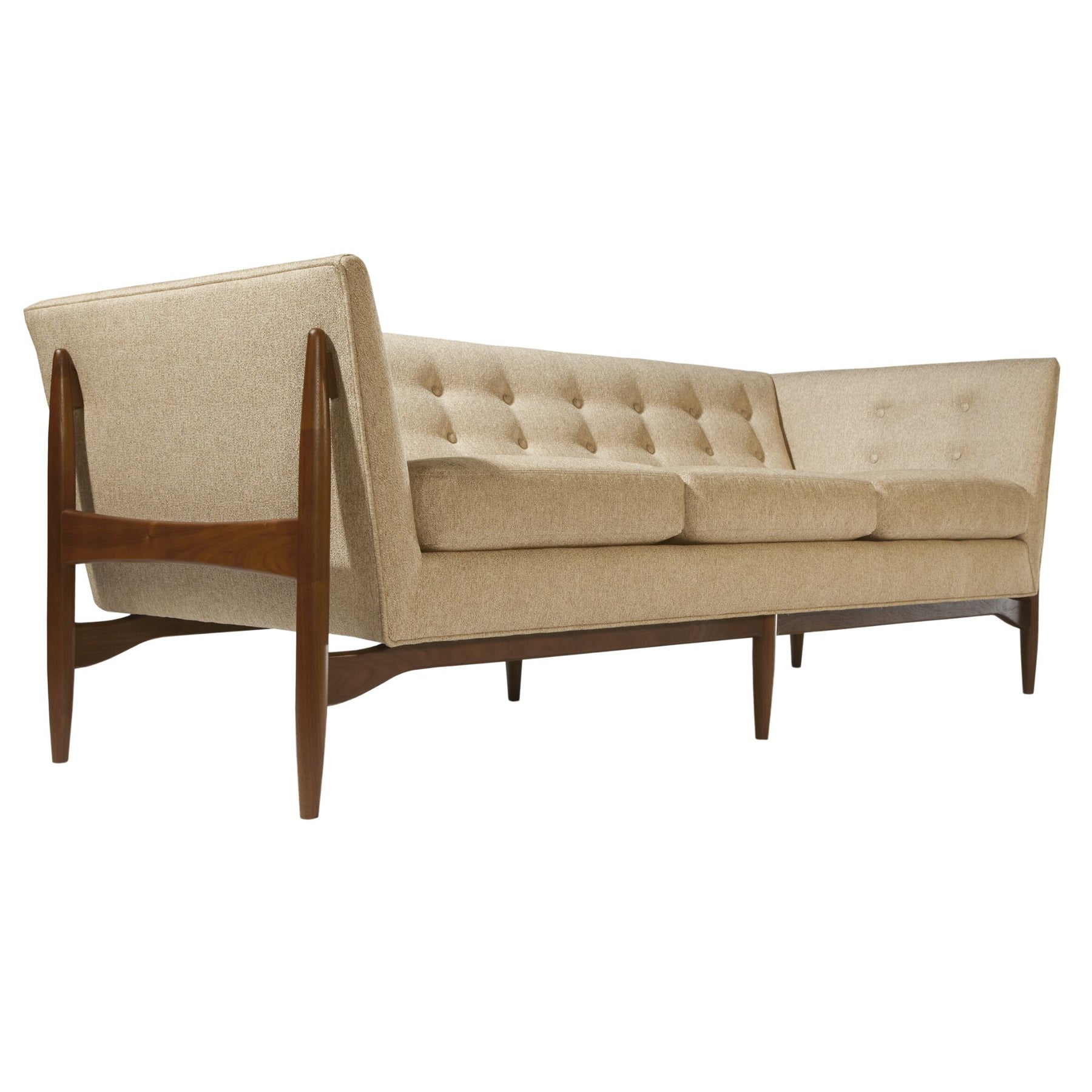 Thayer Coggin Milo Baughman Button Up Sofa Angled