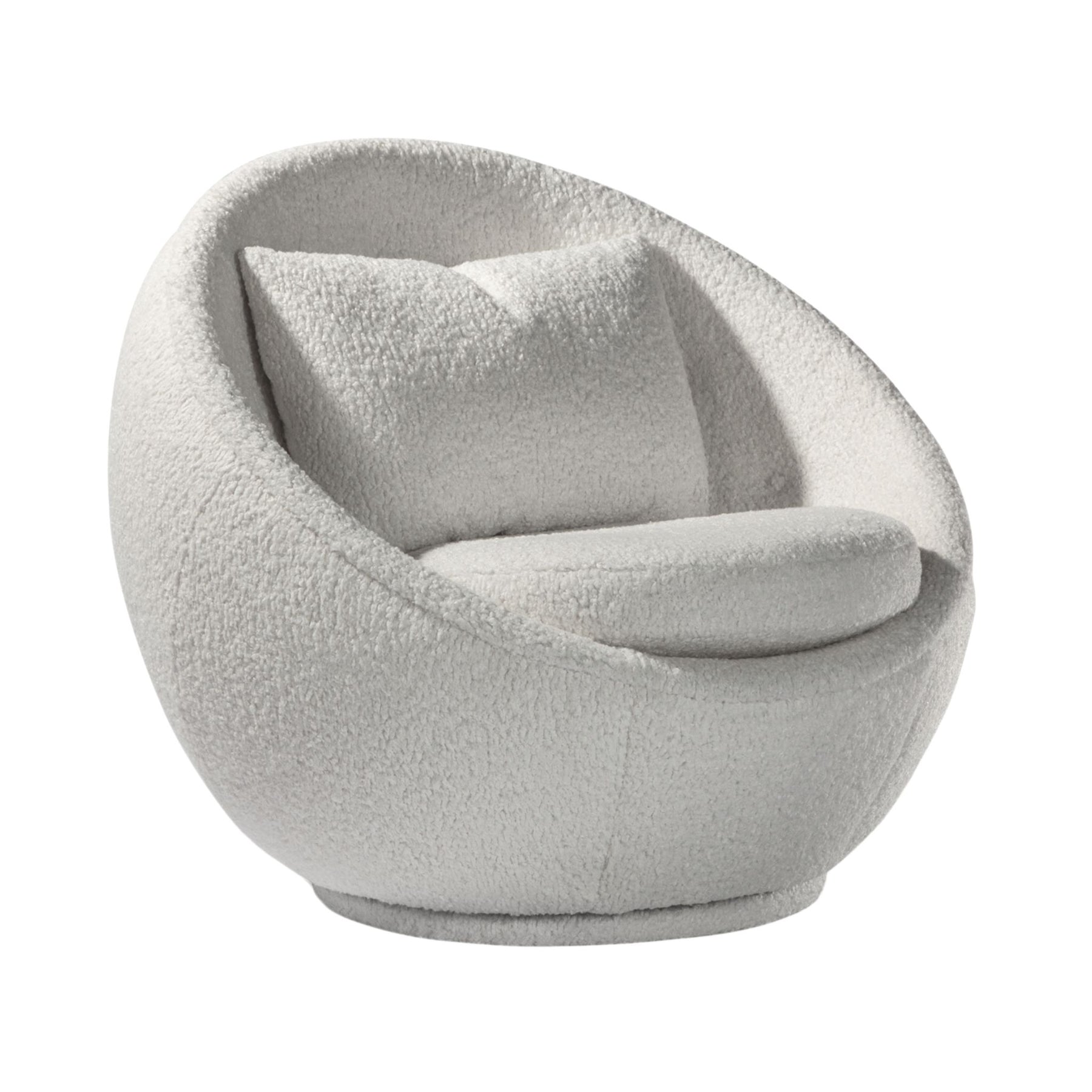 Thayer Coggin Milo Baughman Good Egg Swivel Chair White Boucle 1304-113